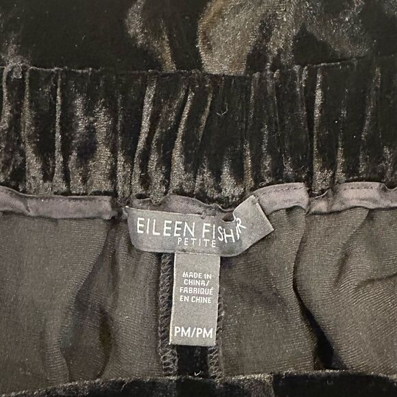 Eileen Fisher Petite Medium Women's Black Velvet Elastic Waist Pants - Picture 2 of 9